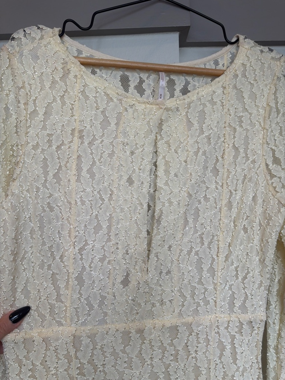 Free People Cream Lace Mini Dress Boho Romantic Size M - Picture 6 of 15